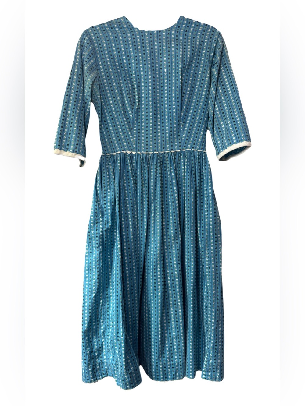 Vintage 1970s Montgomery Ward Prairie Dress - 100% Cotton Blue Calico size small